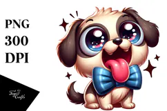 Cute Dog with Bow Tie, Playful PNG Product Image 1