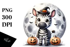 Cute Baby Zebra, Halloween Theme, PNG Product Image 1