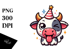 Playful Cow with Winking Eye, PNG Product Image 1