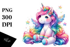 Vibrant Drawing Cute Unicorn PNG Product Image 1