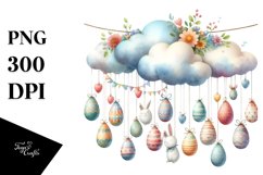 Cloud with Easter Eggs PNG Product Image 1