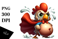 Cute Chicken with Superhero Cape, Digital Art Product Image 1