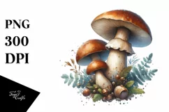 Detailed Mushroom Watercolor Splash PNG Product Image 3