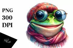 Funny Cute Frog Portrait Watercolor Clipart Product Image 3