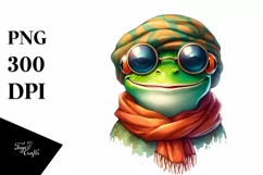 Funny Cute Frog Portrait Watercolor Clipart Product Image 1