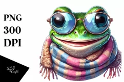 Funny Cute Frog Portrait Watercolor Clipart Product Image 1