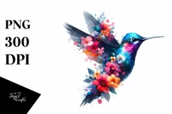Artistic Hummingbird, Flowers | Sublimation | Clipart Product Image 3