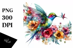 Artistic Hummingbird, Flowers | Sublimation | Clipart Product Image 3