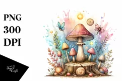 Pastel Wooden Stained Mushroom PNG Product Image 3