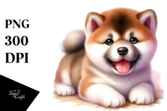 Watercolor Baby Akita PNG Product Image 1
