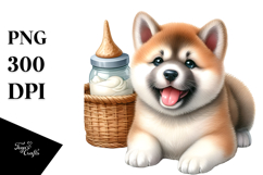 Watercolor Baby Akita PNG Product Image 1