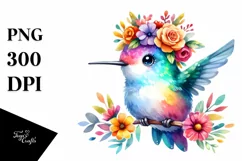Vibrant Hummingbird Flower Crown | Clipart Product Image 3