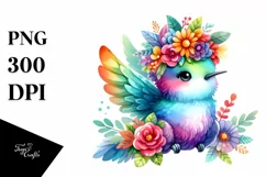 Vibrant Hummingbird Flower Crown | Clipart Product Image 1