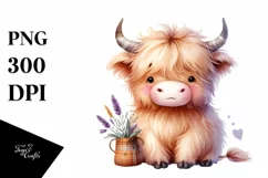 a Cute Whimsical Highland Cow, Transparent PNG Product Image 1