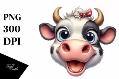 Cow Excited Bow Cow Portrait | Clipart Product Image 3