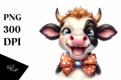 Cow Excited Bow Cow Portrait | Clipart Product Image 1