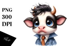 Expressive Thoughtful Cow with Raincoat Product Image 3