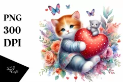Cute Baby Cat with Heart PNG Product Image 1