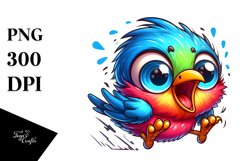 Colorful Crazy Looking Small Baby Thrush Clipart Product Image 3