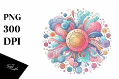 Colorful Pastel Sun and Rainbow | Sublimation Clipart Product Image 1