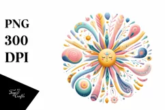 Colorful Pastel Sun Watercolor | Sublimation Clipart Product Image 1