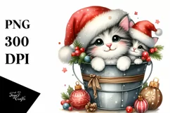 Whimsical Cat in Santa Hat PNG Product Image 1