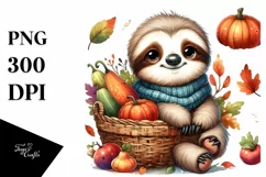 Colorful Autumn Vegetables Basket | Sublimation | Clipart Product Image 1
