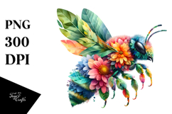 Vibrant Watercolor Bee, PNG Product Image 1