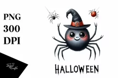 Funny Halloween Spider Watercolor | Sublimation Clipart Product Image 1
