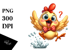 Playful Chicken with Bow Tie PNG Product Image 1