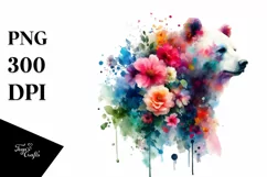 Vibrant Bear Made of Flowers | Sublimation | Clipart Product Image 1