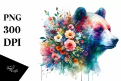 Vibrant Bear Made of Flowers | Sublimation | Clipart Product Image 3