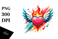 Colorful Paintbrush Fire Heart PNG Product Image 1