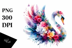 Vibrant Swan Watercolor Abstract Clipart Product Image 3