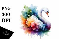 Vibrant Swan Watercolor Abstract Clipart Product Image 3