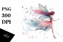 a Fairy Running in Abstract Pastel Watercolor, Transparent Product Image 1