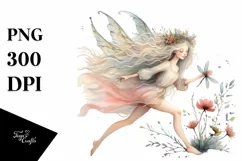 a Fairy Running in Abstract Pastel Watercolor, Transparent Product Image 1