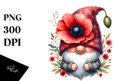 Cute Gnome with Poppy PNG Product Image 1