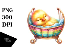 Colorful Sleeping Baby Chicken PNG Product Image 1
