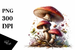 Magical Mushroom Watercolor Splash PNG Product Image 3