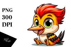 Colorful Crazy Looking Small Baby Woodpecker Clipart Product Image 1