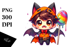 Chibi-Style Bat Boy with Lollipop PNG Product Image 1