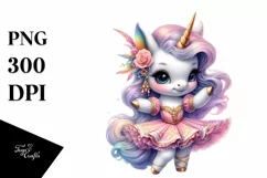Colorful Baby Unicorn in Paso Doble Dancer's Outfit PNG Product Image 1