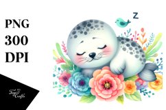 Cute Baby White Seal Animal Clipart Product Image 1