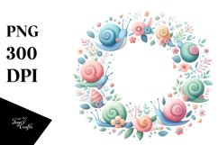 Colorful Snail Floral Frame | Sublimation | Clipart Product Image 3