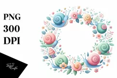 Colorful Snail Floral Frame | Sublimation | Clipart Product Image 3