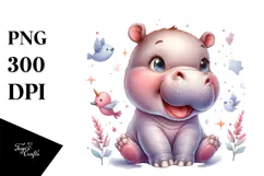 baby Hippo with Smiling Face, PNG Product Image 1