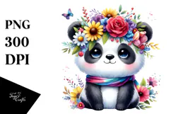 Cute Cartoon Style Watercolor Panda | Clipart Product Image 1
