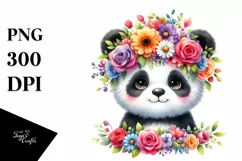 Cute Cartoon Style Watercolor Panda | Clipart Product Image 3