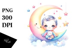Colorful Baby Moon Watercolor Product Image 1